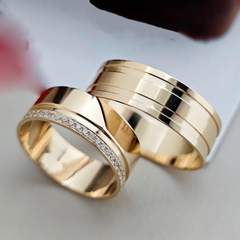 Alianças de Casamento Polida 7mm Cravejada Ouro 18k Legítima na internet
