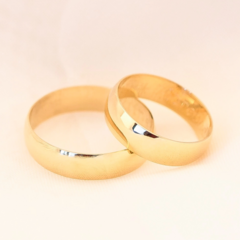 Alianças De Casamento Abaulada Polida 5mm Ouro 18k Brindes - Bonita de Prata