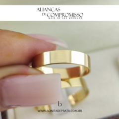 Alianças De Casamento Reta Polida 4mm Ouro 18k + Brindes - loja online