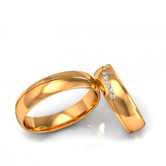 Alianças De Casamento Lisa Friso Diagonal 5mm Ouro18k + Brindes
