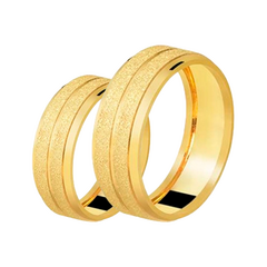 Alianças De Casamento 7mm Diamantadas com Laterais Rebaixadas e Friso Ouro 18k + Brindes