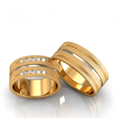 Alianças De Casamento 8mm Diamantada Friso Ouro 18k + Brindes