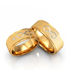 Alianças Casamento Diamantada 7mm Infinito Ouro18k Legítima