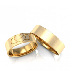 Alianças de Casamento 6mm Fosca Coração Com Infinito Ouro 18k