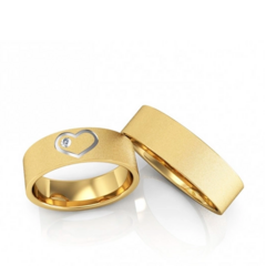 Alianças de Casamento 6mm Diamantada Coração Pedra Zircônia Ouro 18k