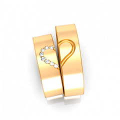 Alianças de Casamento 6mm Diamantada Metade Coração Pedra Zircônia Ouro 18k