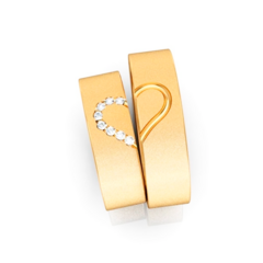 Alianças de Casamento 6mm Diamantada Metade Coração Pedra Zircônia Ouro 18k