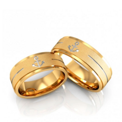 Alianças de Casamento Diamantada Lisa 7mm Âncora Ouro18k Brindes