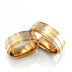 Alianças de Casamento Fosca Lisa 7mm Âncora Ouro18k Brindes