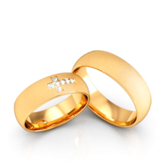 Alianças de Casamento 6mm Diamantada Cruz Pedras Zircônia Ouro 18k