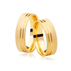 Alianças De Casamento Diamantada 5mm 2 Frisos Ouro18k + Brindes