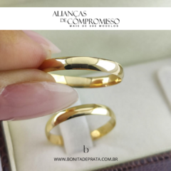Alianças De Casamento Abaulada Polida 3mm Ouro 18k Brindes - loja online