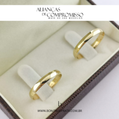 Alianças De Casamento Abaulada Polida 3mm Ouro 18k Brindes - Bonita de Prata