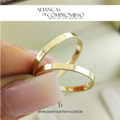 Alianças De Casamento Reta Polida 2mm Ouro 18k + Brindes - loja online