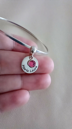 Berloque personalizado redondo com cristal rosa pendurado prata 925 legítimo na internet