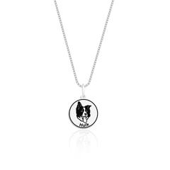 Colar personalizado redondo cachorro raça prata 925 legítimo - comprar online