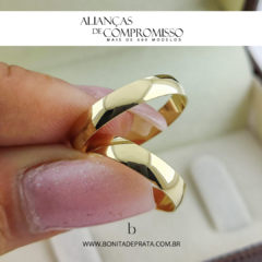 Alianças De Casamento Abaulada Polida 4mm Ouro 18k Brindes - loja online