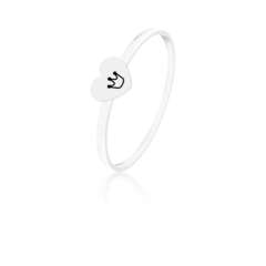 Anel personalizado aro fio topo coração símbolo prata 925 legítimo - comprar online