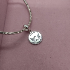 Berloque personalizado redondo mãe de anjo original prata 925 legítimo - comprar online