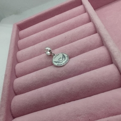 Berloque personalizado redondo mãe de anjo original prata 925 legítimo - Bonita de Prata