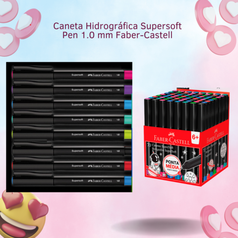 Caneta Ponta Porosa Supersoft Pen Faber-Castell 1.0mm Display com 70  unidades