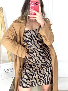 Vestido paetê Zebra Dourado - comprar online