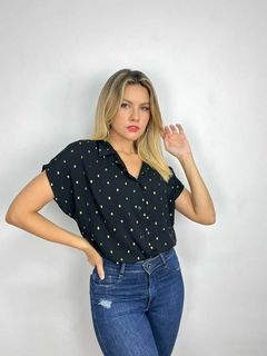 blusa apliques dourados - Malô