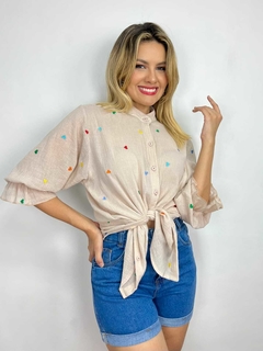 Chemise Bege Corações - comprar online