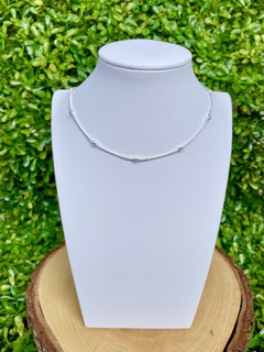 Choker Bolinhas Ródio Branco - comprar online