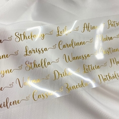 30 nomes PERSONALIZADOS EM DOURADO com coração no final para aplicar na resina