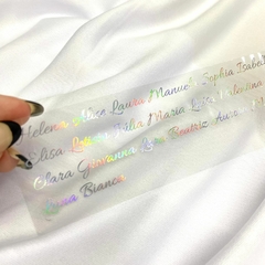 30 nomes PERSONALIZADOS em Prata Holográfico para aplicar na resina