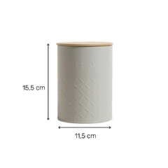 Lata Redonda Tapa Bambú Gris Tea 11,5x15,5 Cm - comprar online