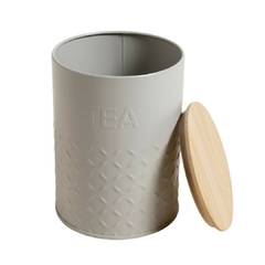 Lata Redonda Tapa Bambú Gris Tea 11,5x15,5 Cm - Vienna Hogar