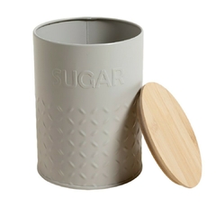 Lata Redonda Tapa Bambú Gris Sugar 11,5x15,5 Cm - Vienna Hogar