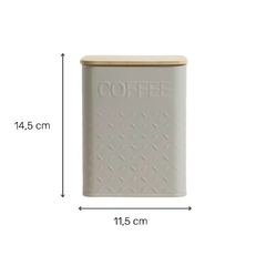 Lata Cuadrada Tapa Bambú Gris Coffee 11,5x14,5 Cm - comprar online