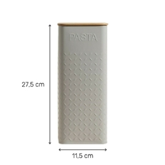 Lata Cuadrada Tapa Bambú Gris Pasta 11,5x27,5 Cm - comprar online