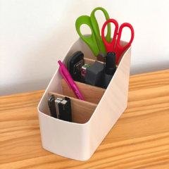 Mini Organizador Plástico con 4 Divisones en Bambú - comprar online