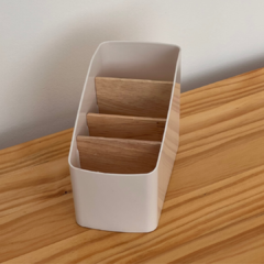 Mini Organizador Plástico con 4 Divisones en Bambú - tienda online
