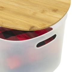 Canasto Oval Transparente Con Tapa de Bambú 18 Litros - comprar online