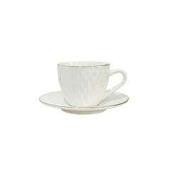 Set x6 Tazas Café con Plato Blancas Ondas 60 Ml en internet