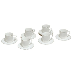 Set x 6 Tazas Café con Plato Blancas Borde Dorado 60 Ml - comprar online