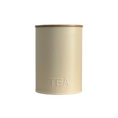Lata Redonda Crema Tapa Bambú Tea 11 x 15 Cm