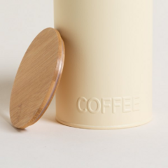 Lata Redonda Crema Tapa Bambú Coffee 11 x 15 Cm - comprar online