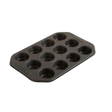 Molde De Acero Para Muffins X 12 Negro Granito 39.5 x 26.5 x 3 Cm