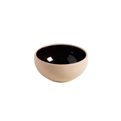 Mini Bowl Korba Negro Brillante Con Beige 10 Cm