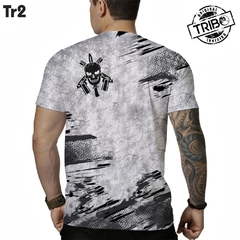 Camiseta Caveira cinza detalhada tecido grosso P ao XG - Tribo Personalizações