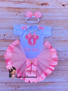 Conjunto Mesversario Minnie Rosa - Luxinhosdamamae