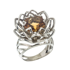 ANILLO FLOR LOTO CITRINO 12 mm