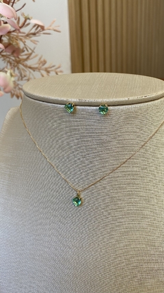 Conjunto coração verde zircônia