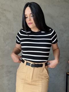 Cropped Clarice Listras - Preta